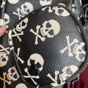 Betsey Johnson Black and Cream Skull Crossbody Bag